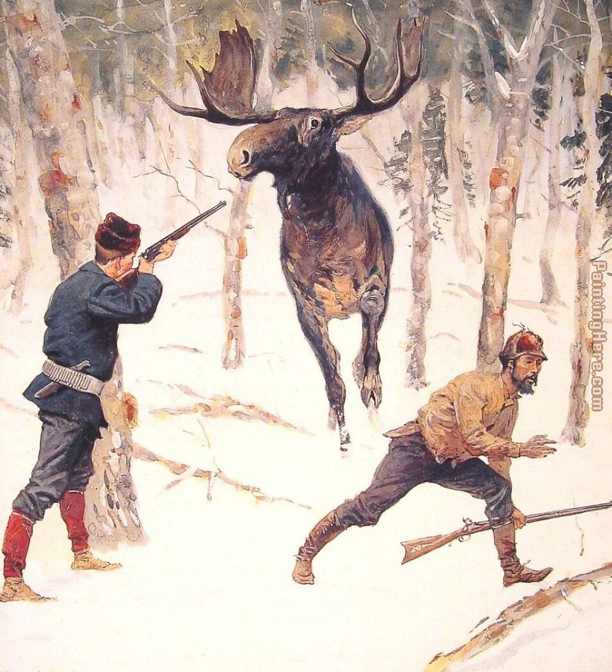 The Moose Hunt painting - Frederic Remington The Moose Hunt art painting